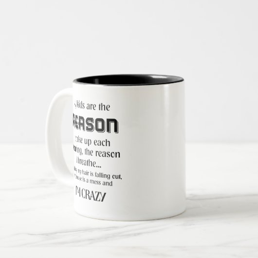 Meine Kinder sind der Grund, warum ich atme (R) Zweifarbige Tasse (Vorderseite Links)