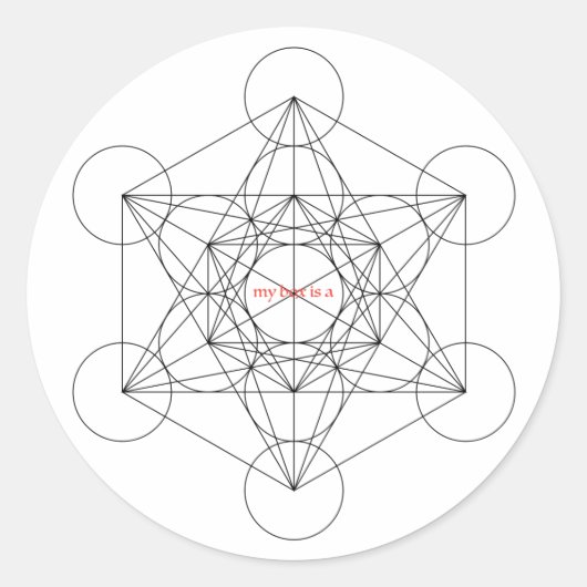 Meine Kiste ist ein Würfel für Metatronen. Runder Aufkleber (Vorderseite)