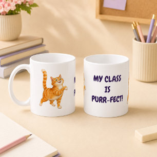 Meine Klasse ist purr-fekt Orange Katze Lila Lehre Kaffeetasse