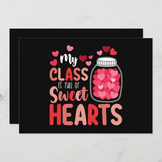 Meine Klasse ist voll von süßen Herzen Valentinsta Einladung (Vorne/Hinten)