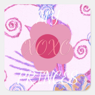 Meine kleine Prinzessin: Baby Pink Vector Inspirat Quadratischer Aufkleber