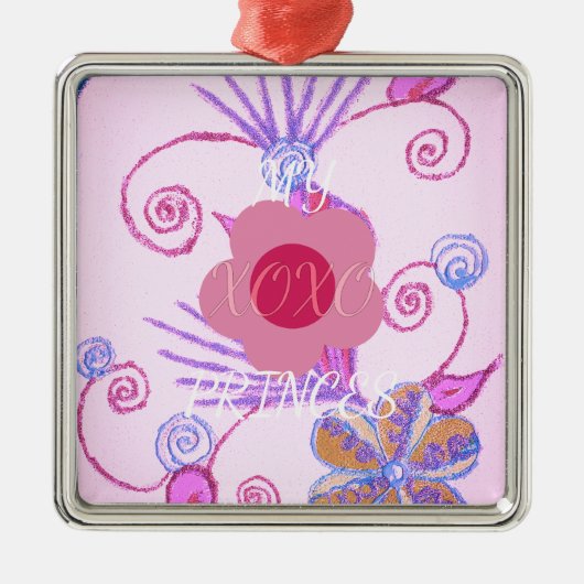 Meine kleine Prinzessin: Baby Pink Vector Inspirat Silbernes Ornament (Vorne)
