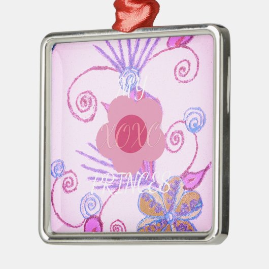 Meine kleine Prinzessin: Baby Pink Vector Inspirat Silbernes Ornament (Links)