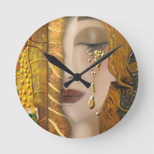 Meine Klimt Serie: Gold Runde Wanduhr