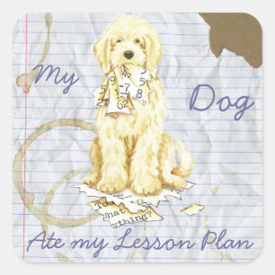 Meine Komondor hat meinen Lektionsplan durchgesehe Quadratischer Aufkleber