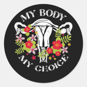 Meine Körperwahl Feminist Pro Choice Floral Runder Aufkleber