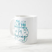 Meine Küche ist für das Tanzen von blauem Meer wei Kaffeetasse (Vorderseite Links)