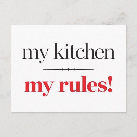 Meine Küche, meine Regeln Postkarte (Vorderseite)