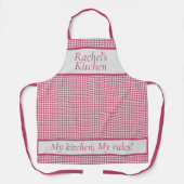 Meine Küche, meine Regeln Rot Karierte Personalisi Schürze (Vorderseite)