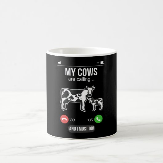 Meine Kühe rufen Bauer Cow Lover Spaß an Kaffeetasse (Mittel)