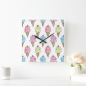 Meine Leckerei - Eiscreme Quadratische Wanduhr (Zuhause)