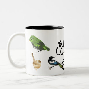 MEINE LEIDUNG ist Twitching (Vogelbeobachtung). Zweifarbige Tasse