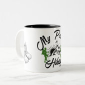 MEINE LEIDUNG ist Wandern, Berge, Wanderstiefel Zweifarbige Tasse (Vorderseite Links)