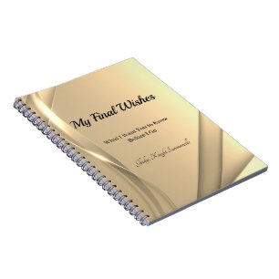 Meine letzten Wünsche SpiralNotebook   Goldenes Li Notizblock