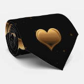 Meine Liebe Elegant Gold Hearts on Black Krawatte (Gerollt)
