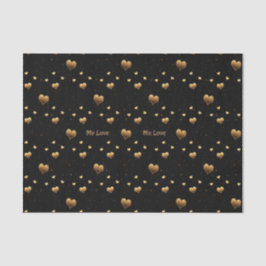 Meine Liebe Elegant Gold Hearts on Black Seidenpapier