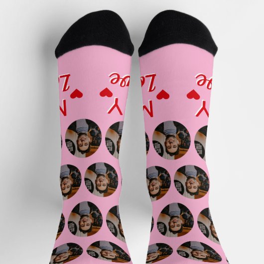 Meine Liebe Husband's Foto für Ehefrau Rosa Socken (Oben)
