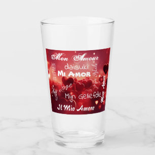 "Meine Liebe" in verschiedenen Sprachen Glas