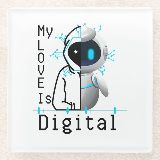 Meine Liebe ist digital.w Glasuntersetzer (Vorderseite)