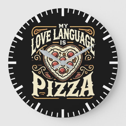 Meine Liebe ist Pizza - Funny Feinschmecker Valent Große Wanduhr (Vorderseite)