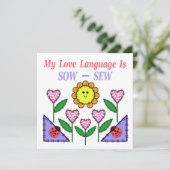 Meine Liebe ist "Sau" - "nähen" Karte (Stehend Vorderseite)