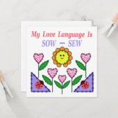 Meine Liebe ist "Sau" - "nähen" Karte (Vorderseite/Rückseite Beispiel)