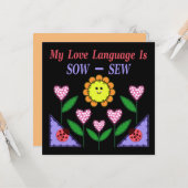 Meine Liebe ist "Sau" - "nähen" Karte (Vorderseite/Rückseite Beispiel)