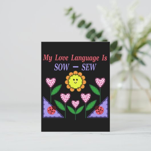 Meine Liebe ist "Sau" - "nähen" Postkarte (Stehend Vorderseite)