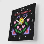 Meine Liebe ist "Sau" - "nähen" Quadratische Wanduhr (Winkel)