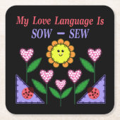 Meine Liebe ist "Sau" - "nähen" Rechteckiger Pappuntersetzer (Vorderseite)