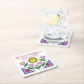 Meine Liebe ist "Sau" - "nähen" Rechteckiger Pappuntersetzer (Vor Ort)