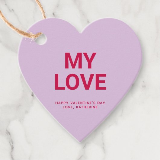 Meine Liebe lila Herz niedlich Valentinstag Brauch Geschenkanhänger (Vorderseite)