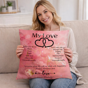 Meine Liebe Romantisches Herz Zitat Glänzend  Kissen