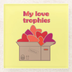 Meine Liebe-Trophäen in Schachtel voller Valentinh Glasuntersetzer
