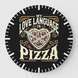 Meine Liebessprache ist Pizza - Lustiger Foodie Va Große Wanduhr