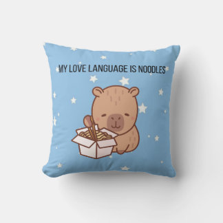 Meine Liebessprache sind Nudeln | Kawaii Capybara Kissen
