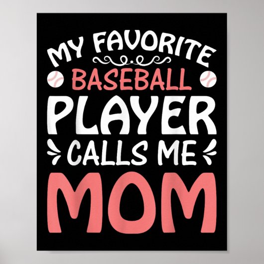 Meine Lieblings-Baseball-Player-Mama Funny Mütter Poster (Vorne)