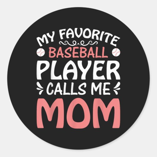 Meine Lieblings-Baseball-Player-Mama Funny Mütter Runder Aufkleber (Vorderseite)