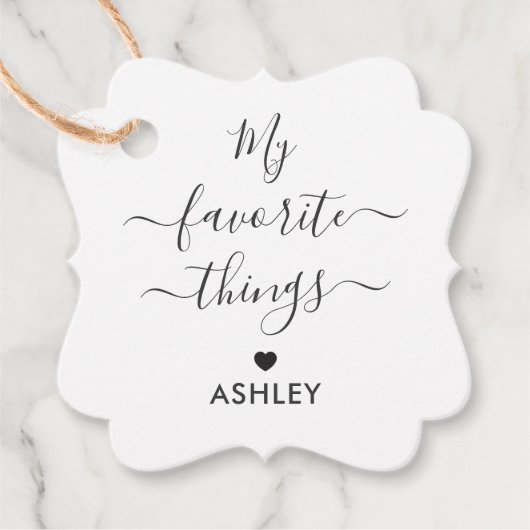 Meine Lieblings-Dinge Geschenktafel für Favoriten Geschenkanhänger (Vorderseite)