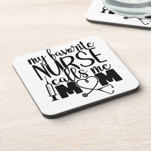 Meine Lieblings-Krankenschwester nennt mich Mama - Getränkeuntersetzer (Linke Seite)