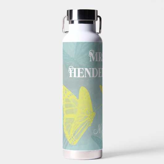 Meine Lieblings-Lehrerin Gelbe Schmetterlinge Trinkflasche (Vorne)