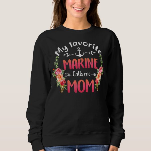 Meine Lieblings-Marine nennt mich Mama-Blume Milit Sweatshirt (Vorderseite)