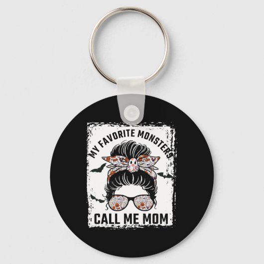 Meine Lieblings-Monster nennen mich Mama-Messy Bun Schlüsselanhänger (Vorderseite)