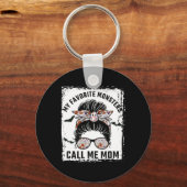 Meine Lieblings-Monster nennen mich Mama-Messy Bun Schlüsselanhänger (Vorderseite)