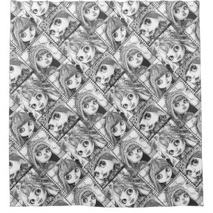 Meine Lieblings-Schwarz-Weiß-Patchwork-Puppen Duschvorhang
