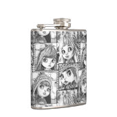 Meine Lieblings-Schwarz-Weiß-Patchwork-Puppen Flachmann (Rechts)