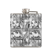 Meine Lieblings-Schwarz-Weiß-Patchwork-Puppen Flachmann (Rückseite)