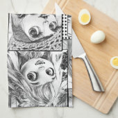 Meine Lieblings-Schwarz-Weiß-Patchwork-Puppen Geschirrtuch (Viertel Falte)