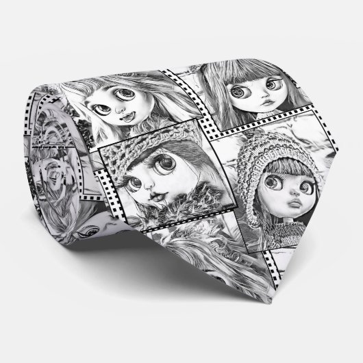 Meine Lieblings-Schwarz-Weiß-Patchwork-Puppen Krawatte (Gerollt)