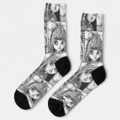 Meine Lieblings-Schwarz-Weiß-Patchwork-Puppen Socken (Linkes Detail)